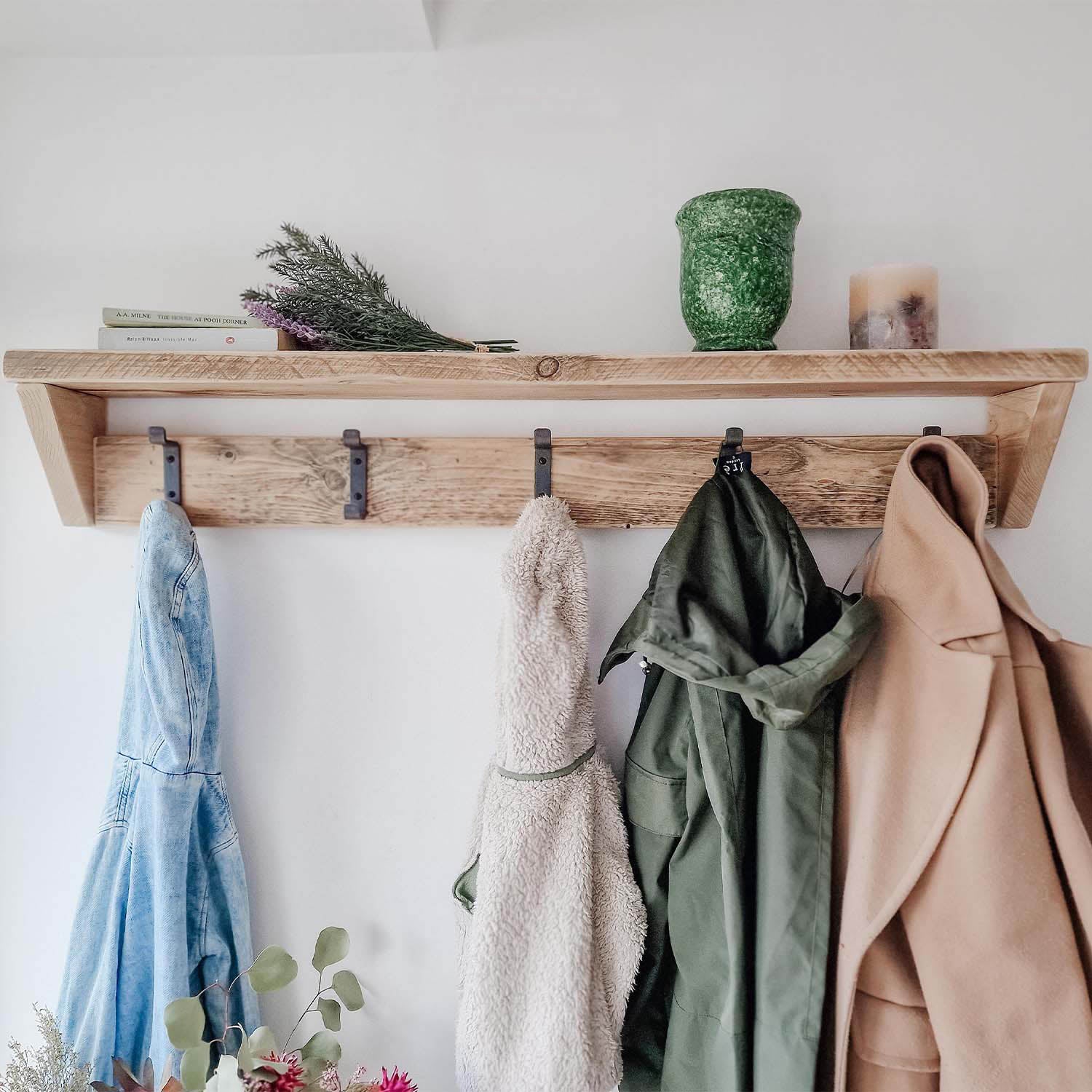 Reclaimed Wood Coat Rack and Shelf Still and Bloom