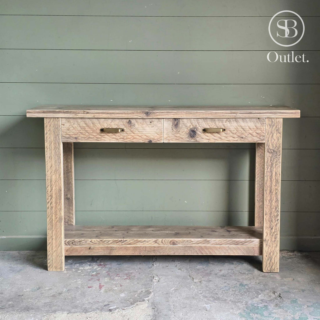 Two-drawer Shore Console Table - 130cm L x 36cm D x 80cm H - Natural