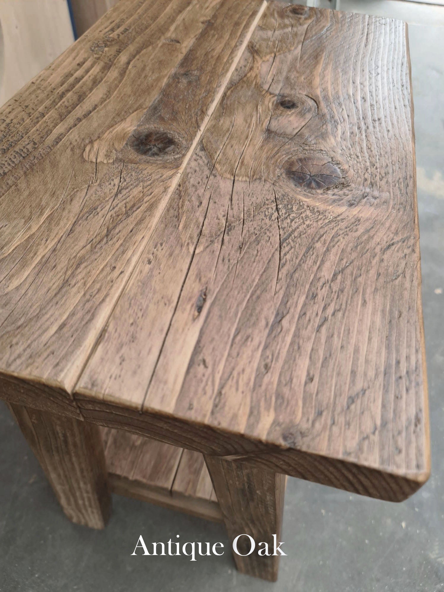 Oak wood shop side table