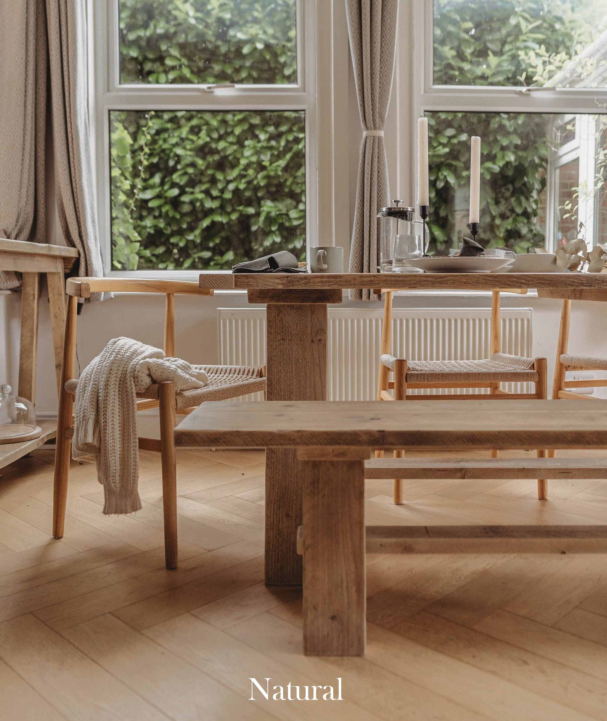 Solid wood store bench table