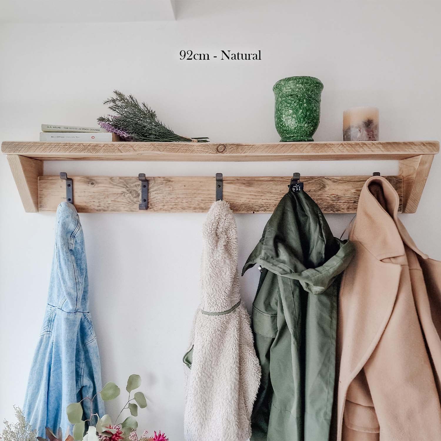 Reclaimed Wood Coat Rack and Shelf