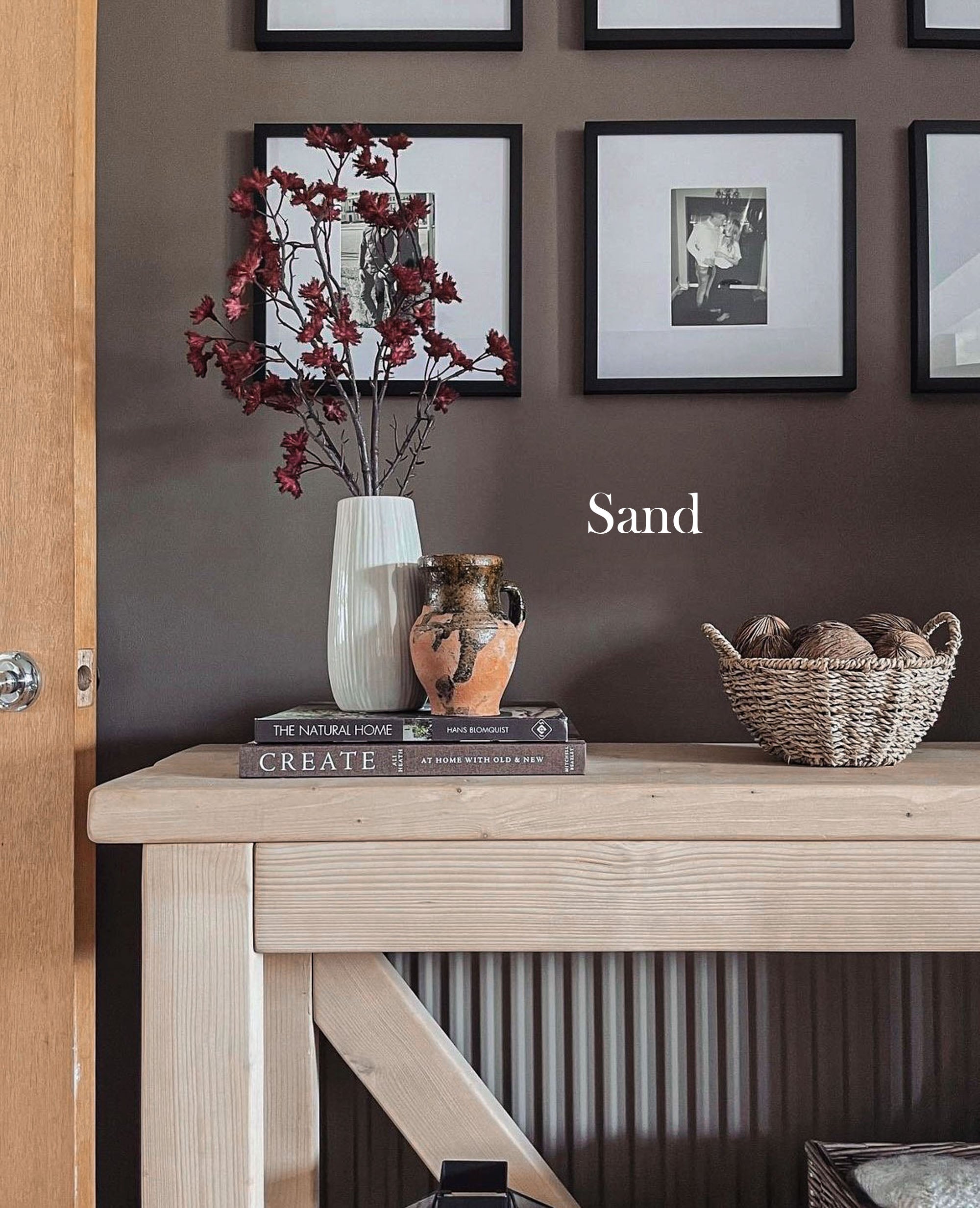 Light colored store console table