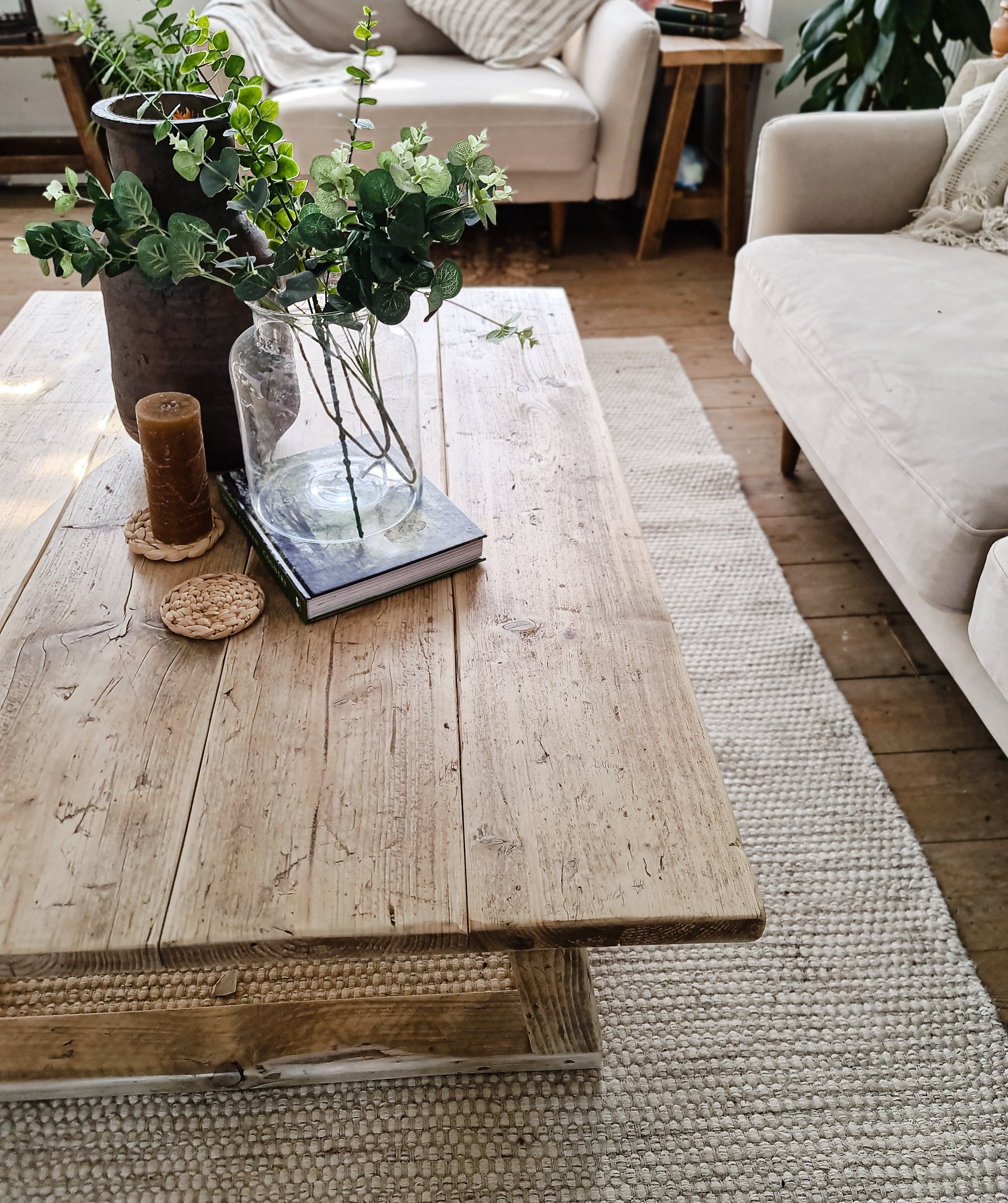 Reclaimed beam coffee deals table