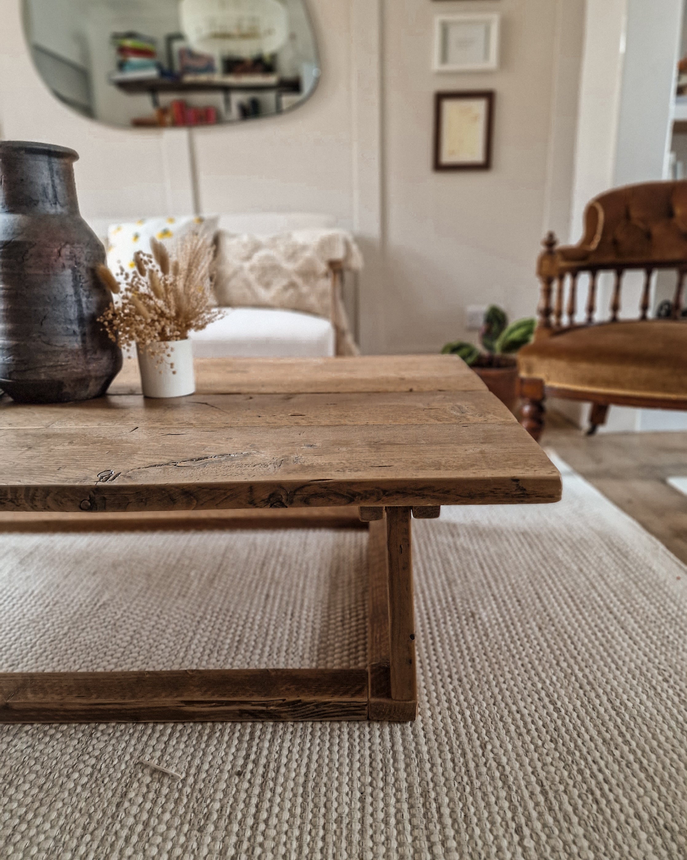 Reclaimed russian oak plank coffee deals table