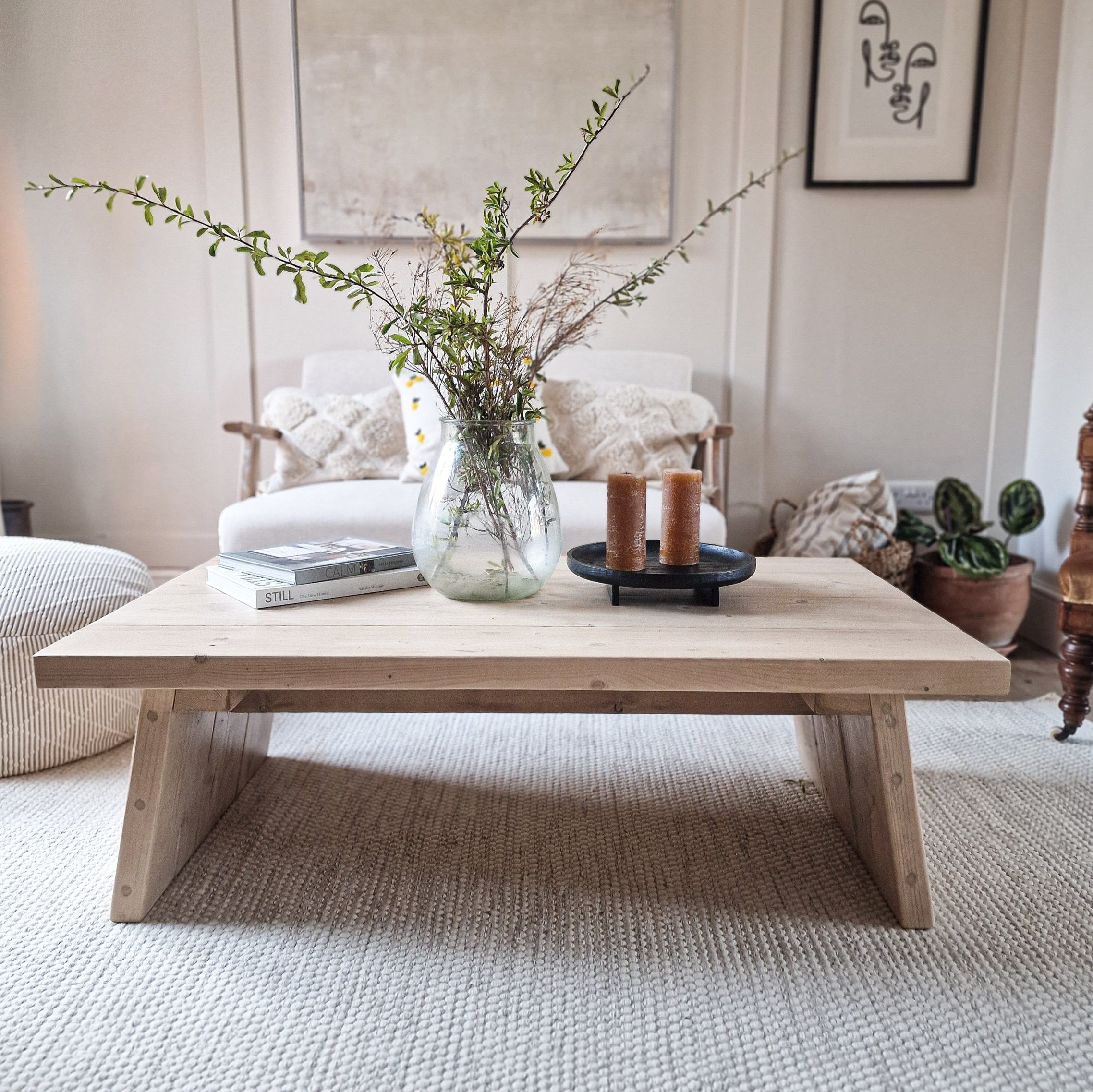 Designer wood on sale coffee table