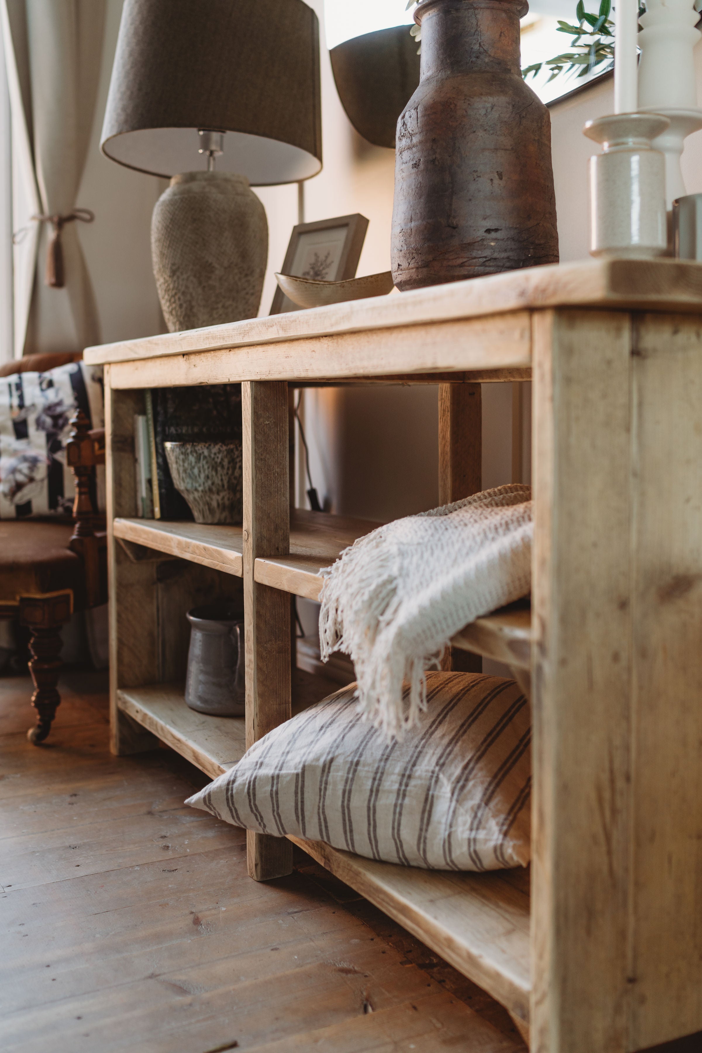 Rustic wood console deals table