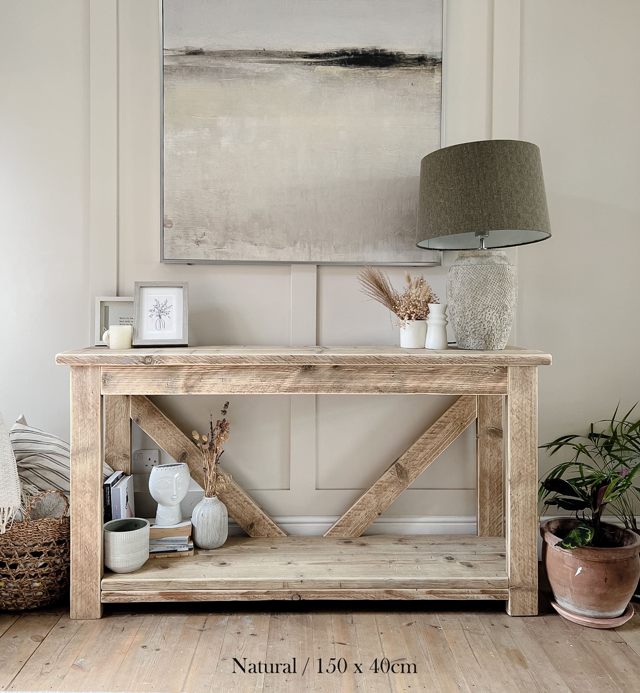 Reclaimed wood shop console table